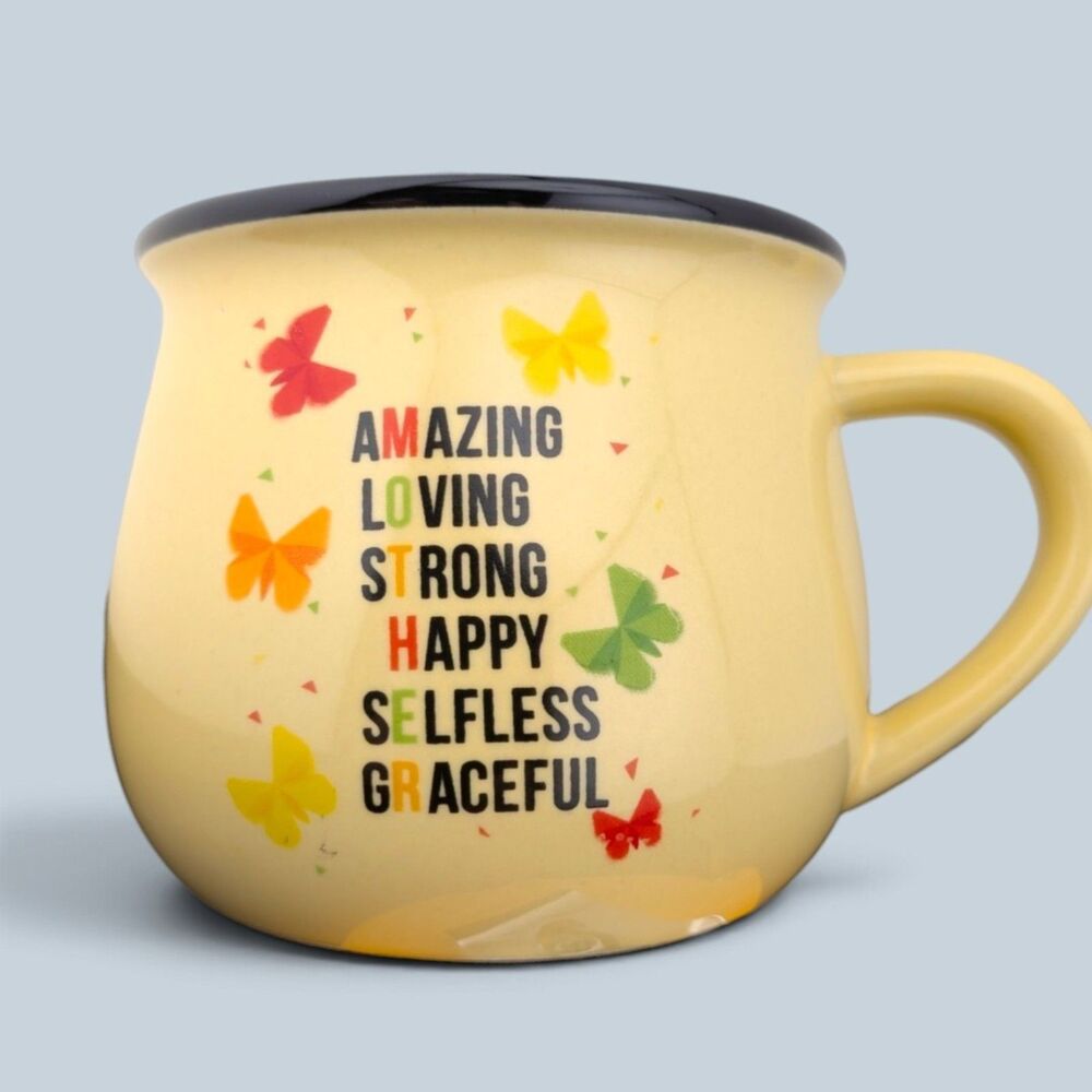 Silly Obsessions MOTHER Mug 12 Oz Yellow Butterfly Mom Coffee Cup